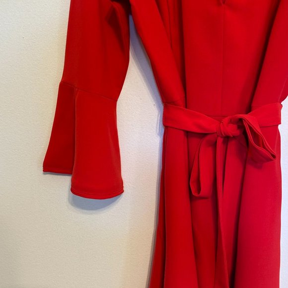 Ann Taylor | Red Quarter Bell Sleeved Dress - Size - Picture 8 of 11